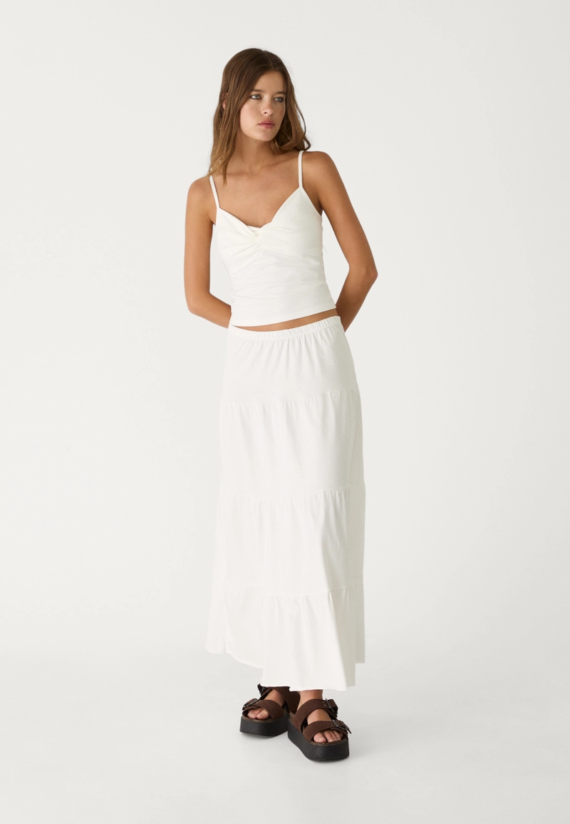 Длинная трикотажная юбка свободного кроя