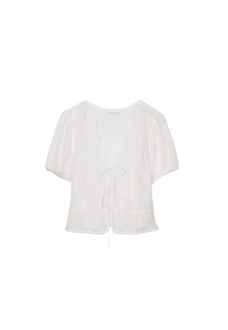 Струящаяся блуза с вышивкой и узлами