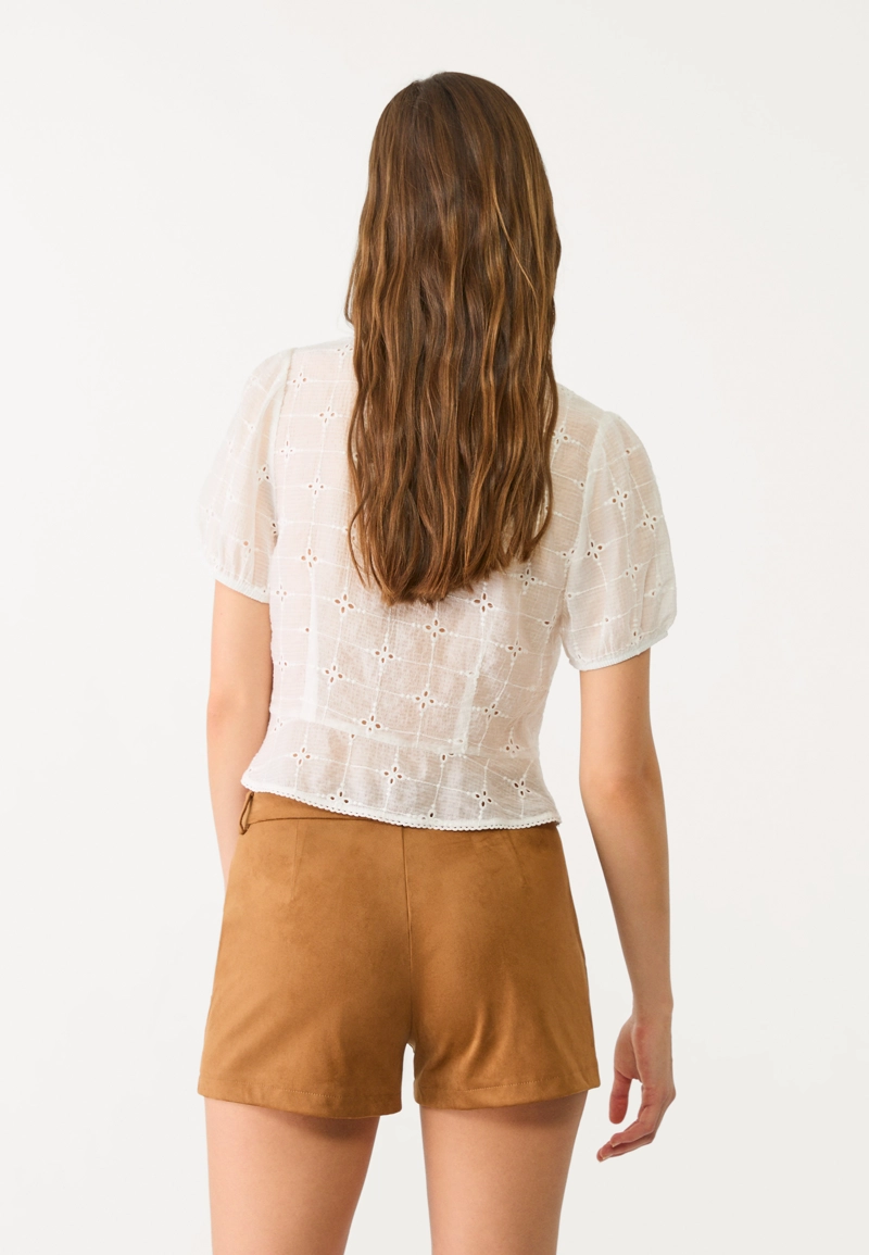 Юбка-шорты мини из искусственной замши