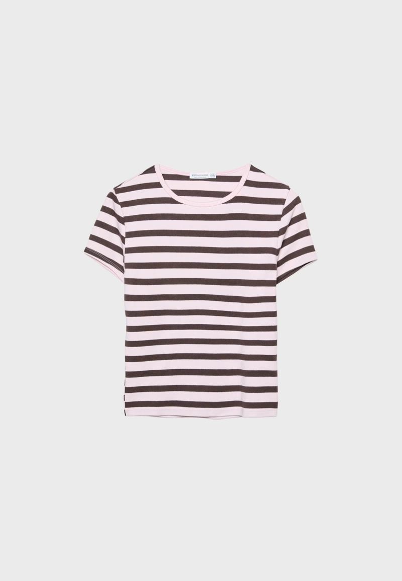 Базовая футболка облегающего кроя в полоску