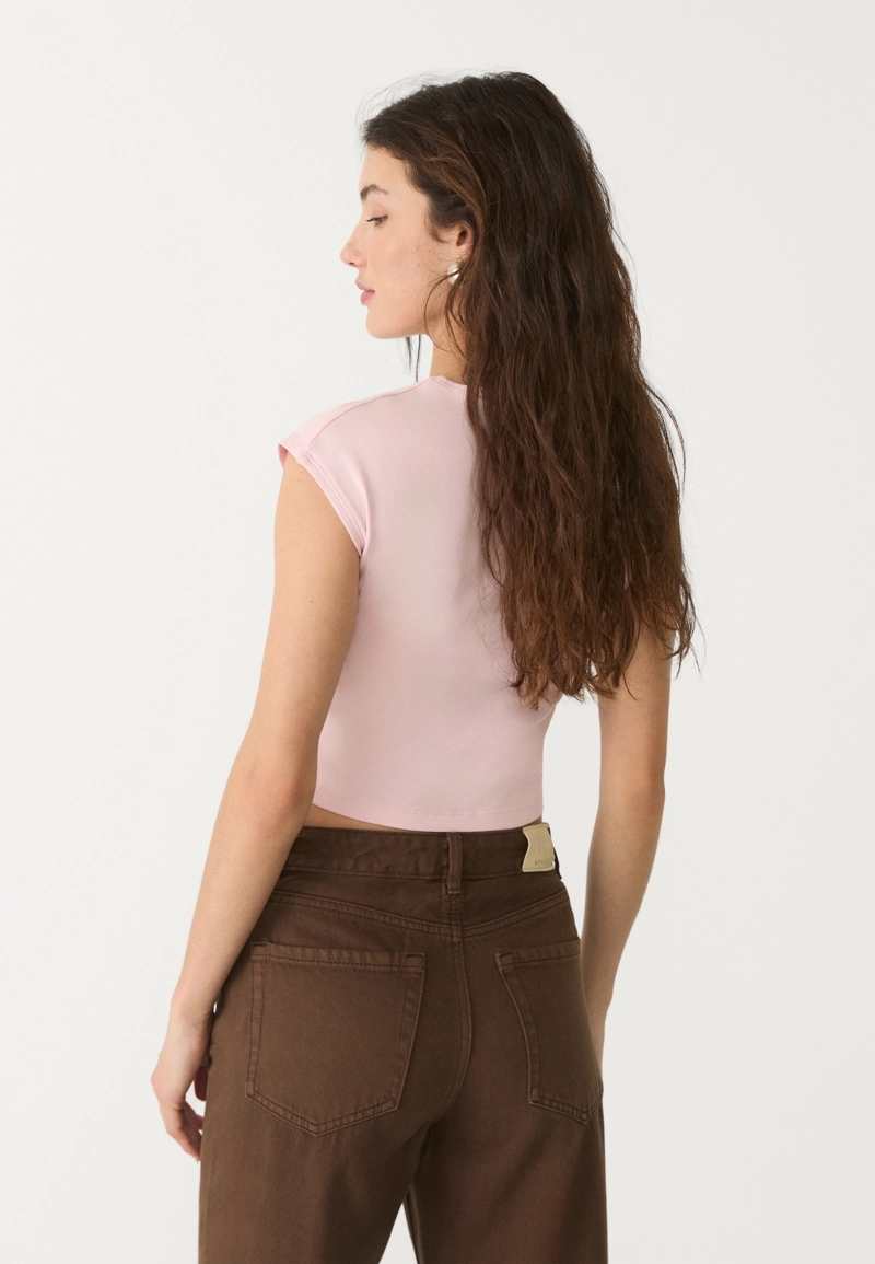 Укороченная базовая футболка в полоску