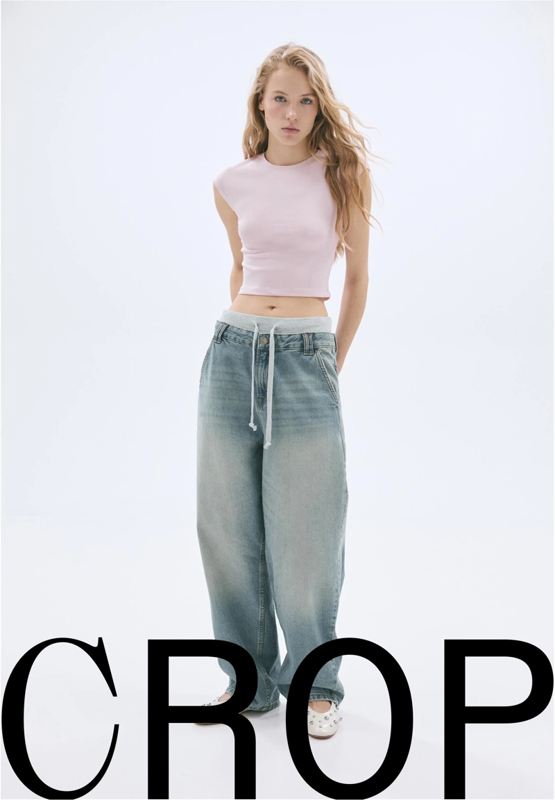 Укороченная базовая футболка в полоску