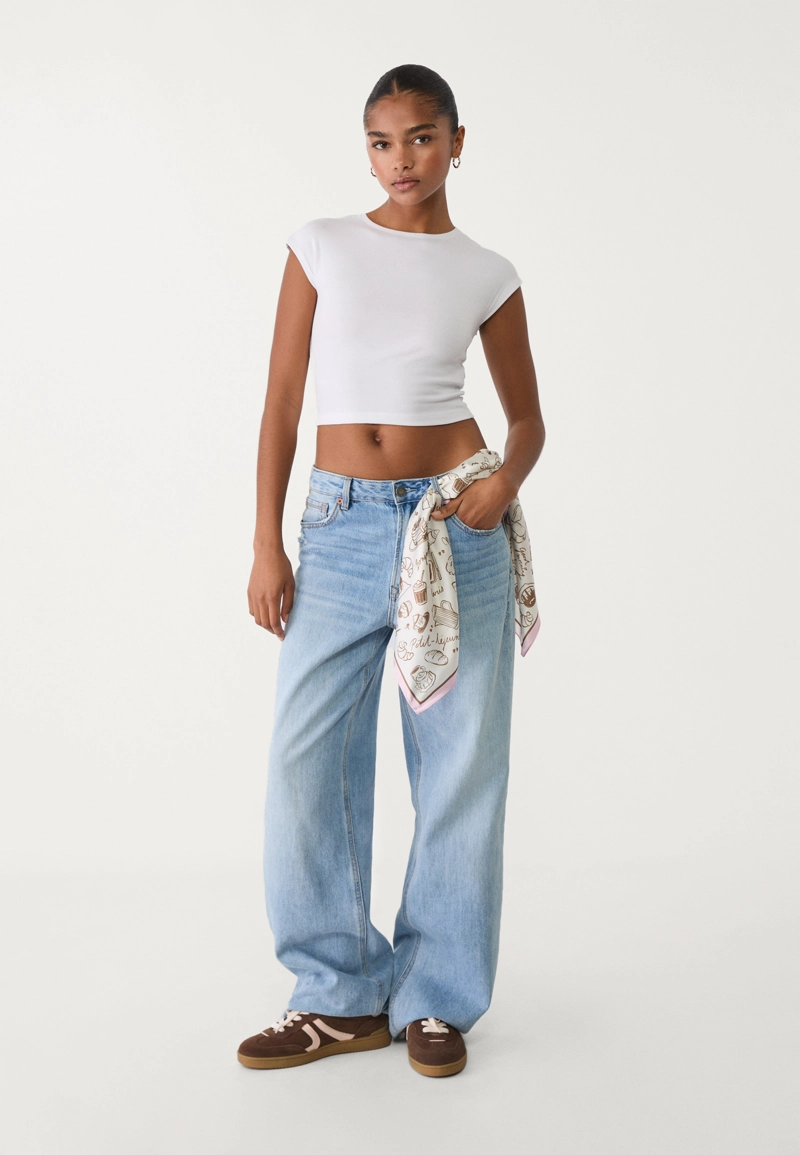 Укороченная базовая футболка в полоску