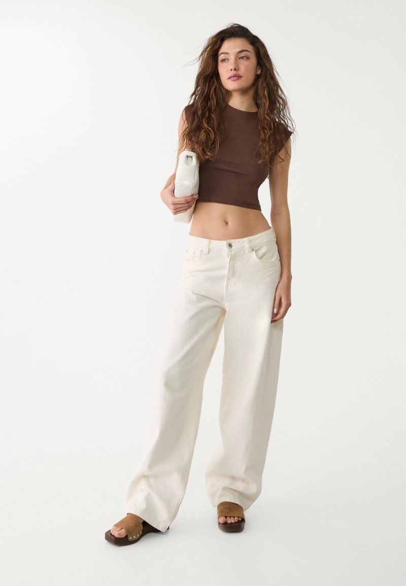 Укороченная базовая футболка в полоску