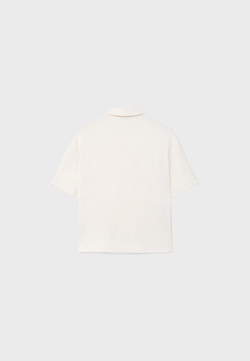 Рубашка из смесового льна с короткими рукавами