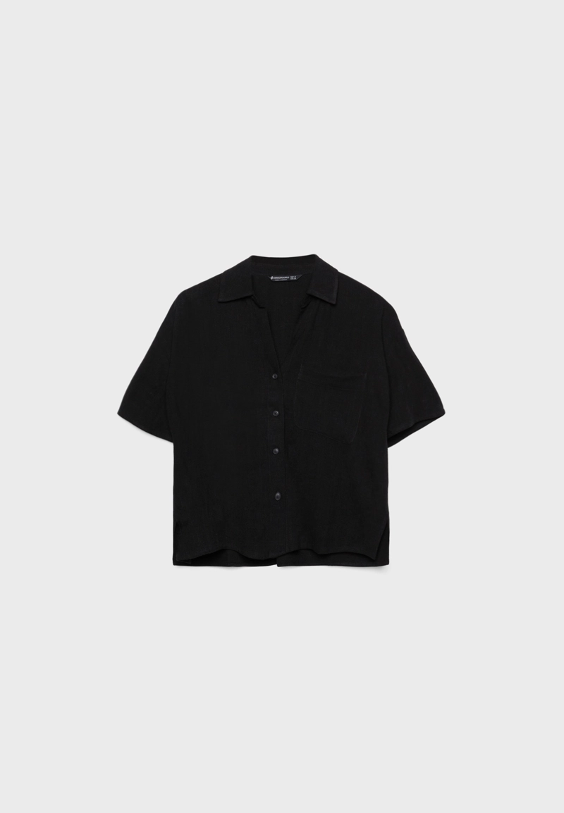 Рубашка из смесового льна с короткими рукавами