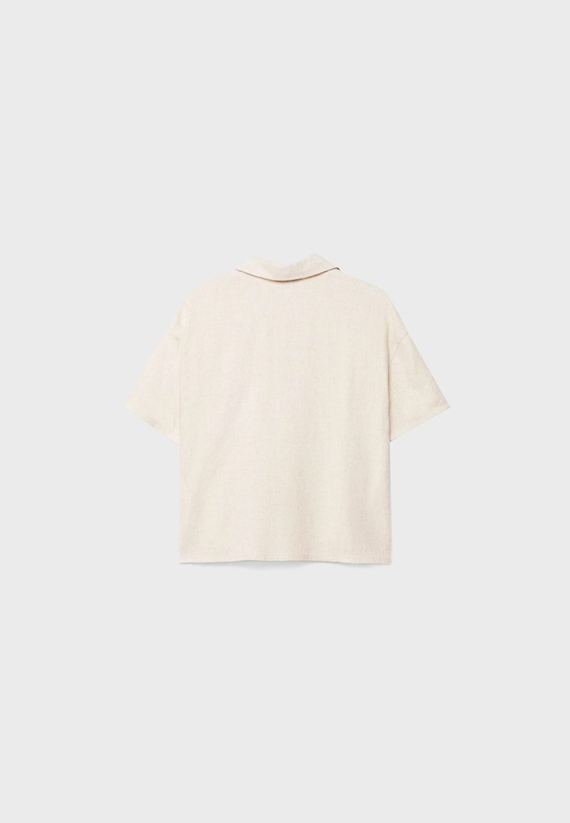 Рубашка из смесового льна с короткими рукавами