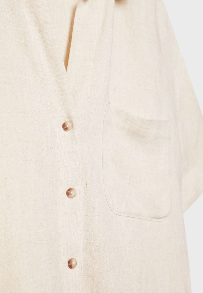 Рубашка из смесового льна с короткими рукавами