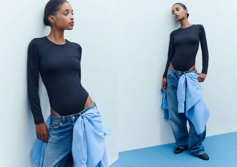 Боди из полиамида с длинным рукавом l06563836