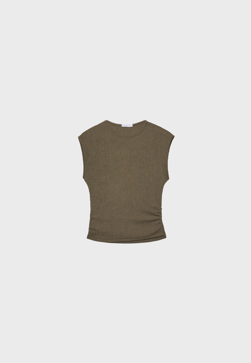 Футболка с мини-рукавами, сборками и текстурой