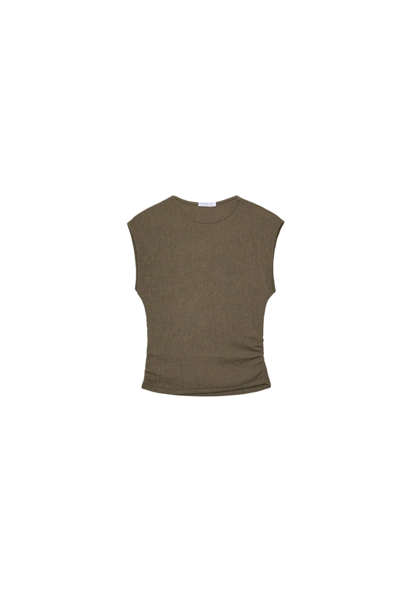 Футболка с мини-рукавами, сборками и текстурой