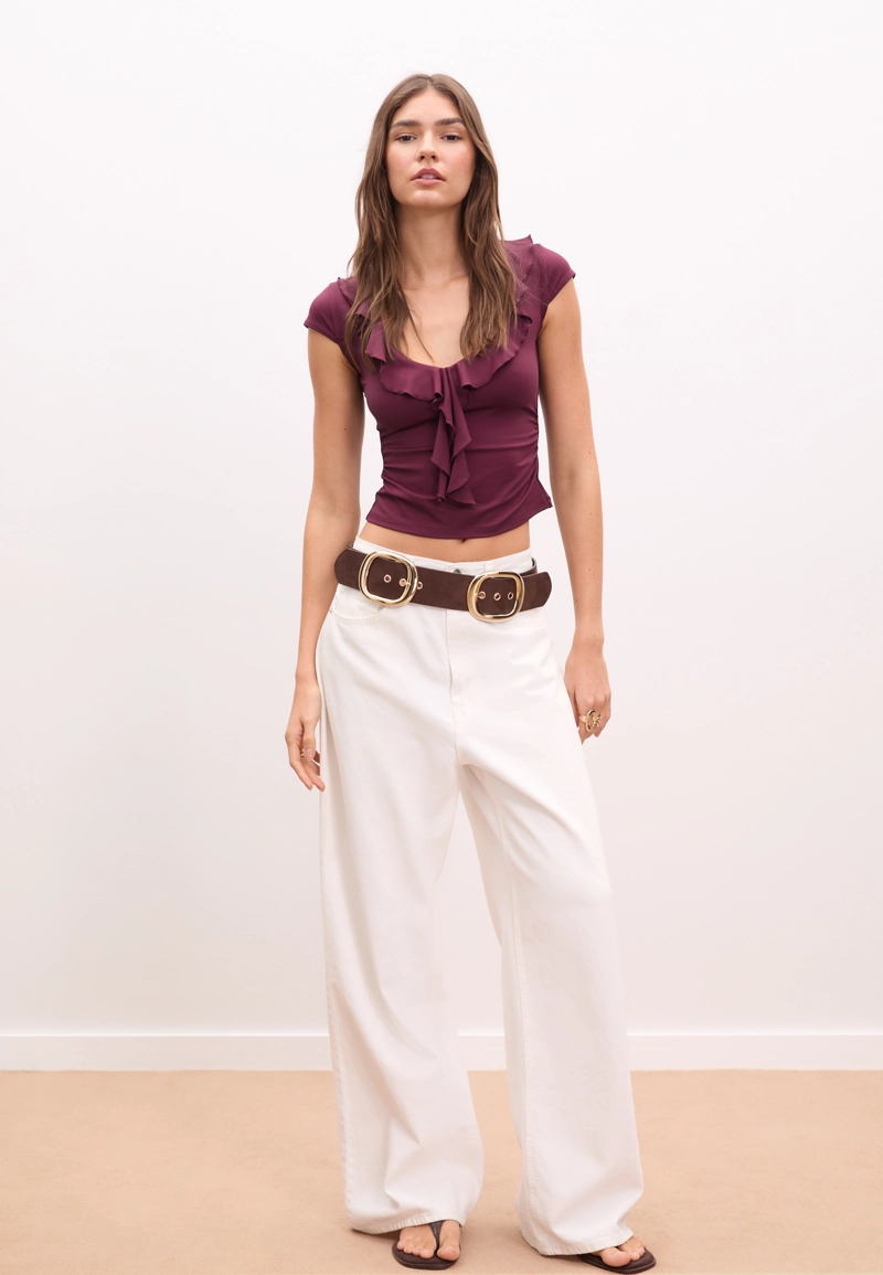 Топ из полиамида с оборками