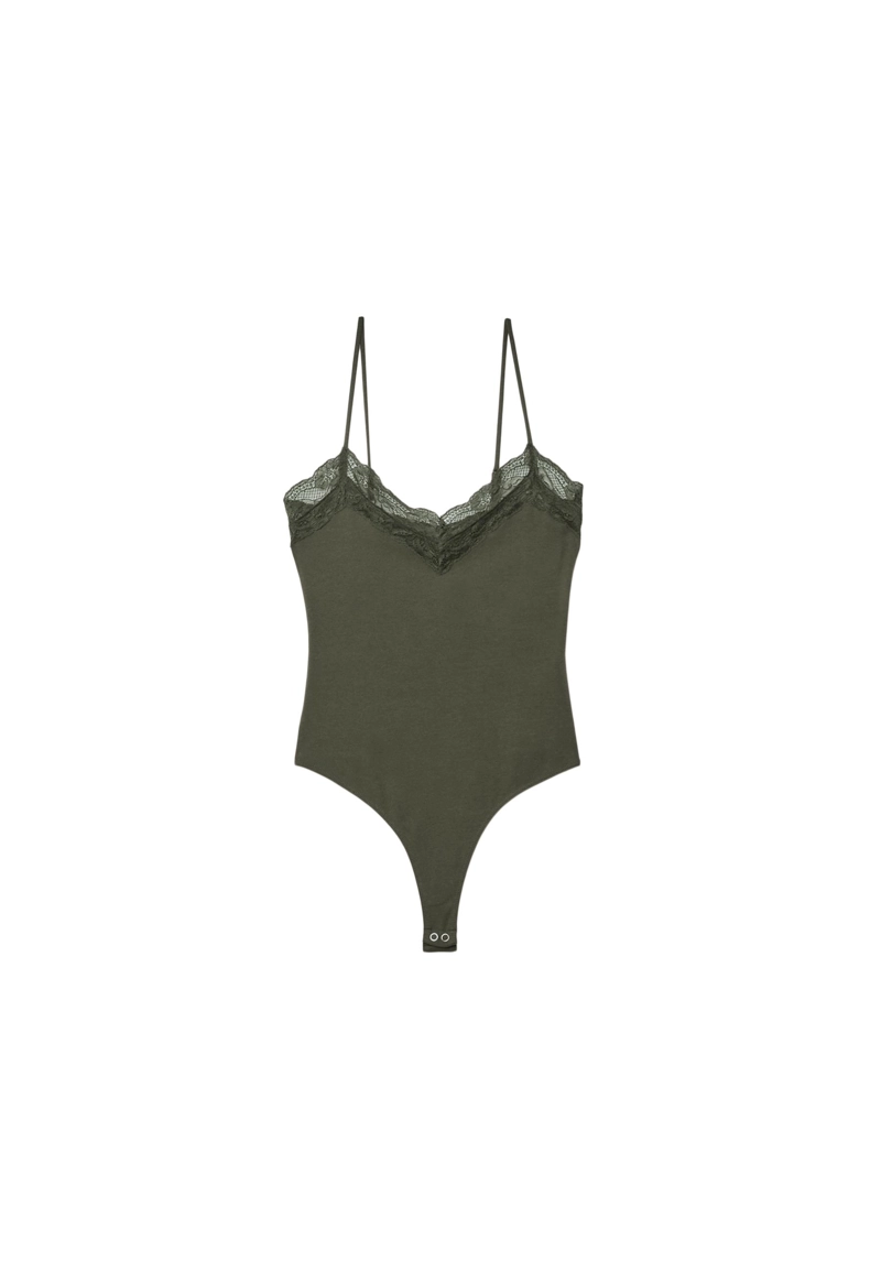 Хлопковый боди с кружевной отделкой