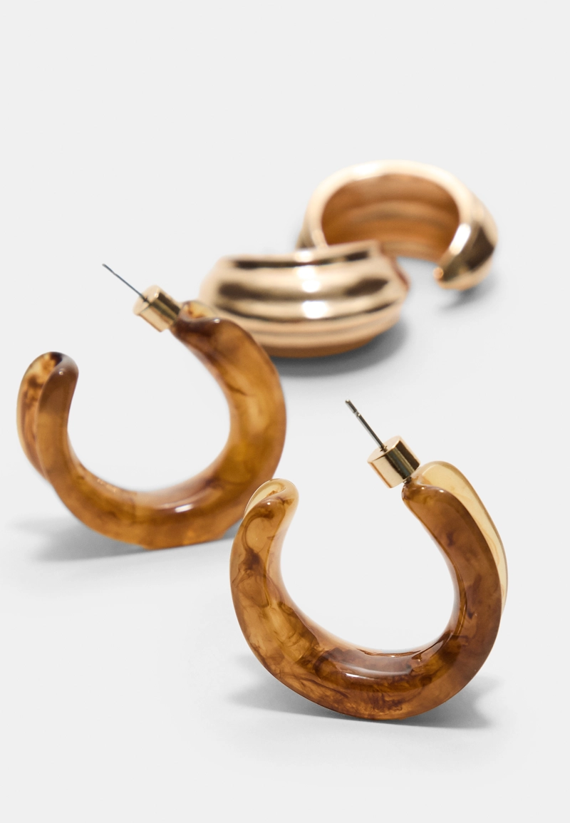 Набор из 2 комбинированных серег-колец