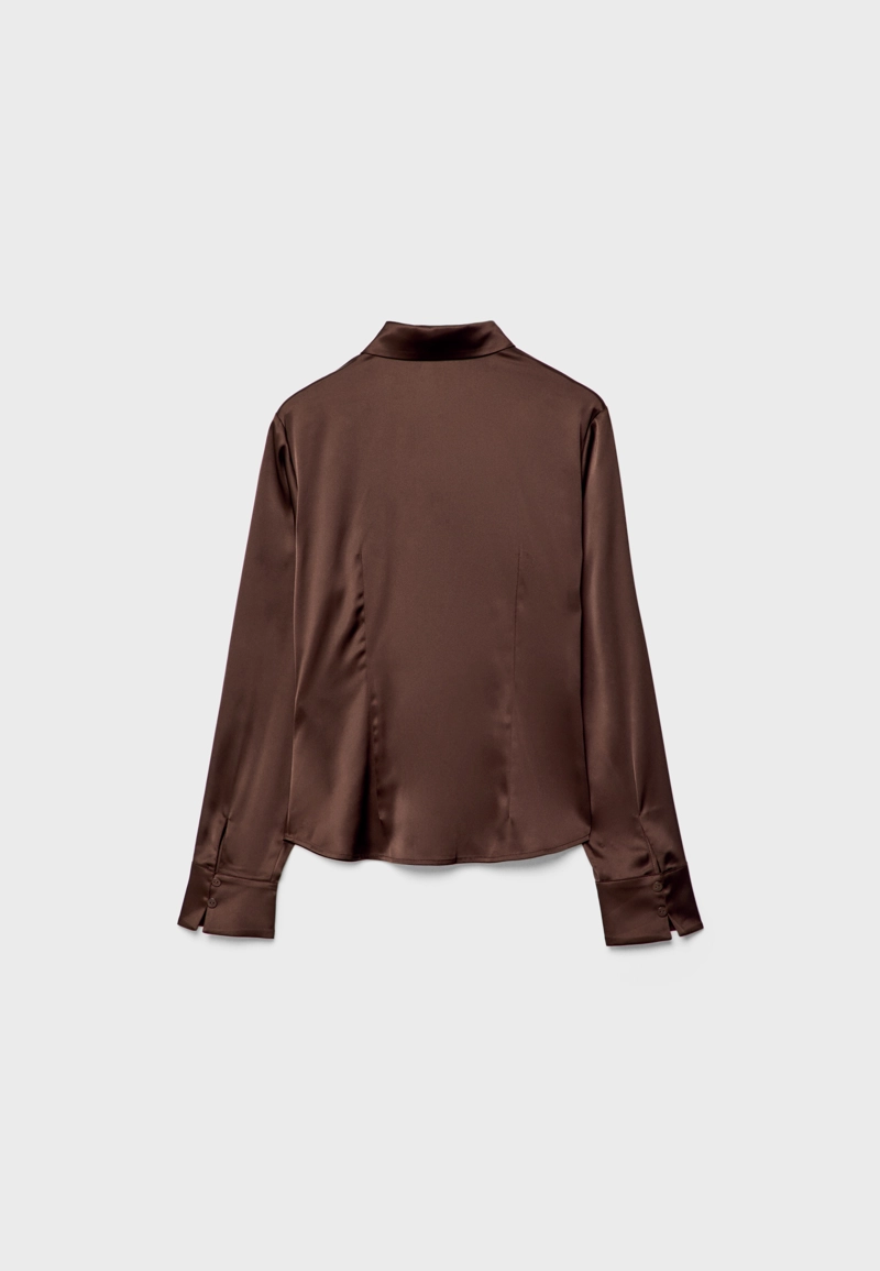 Блузка из атласа приталенная l02002554