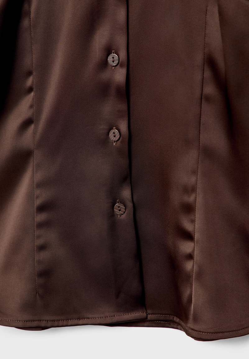 Блузка из атласа приталенная l02002554