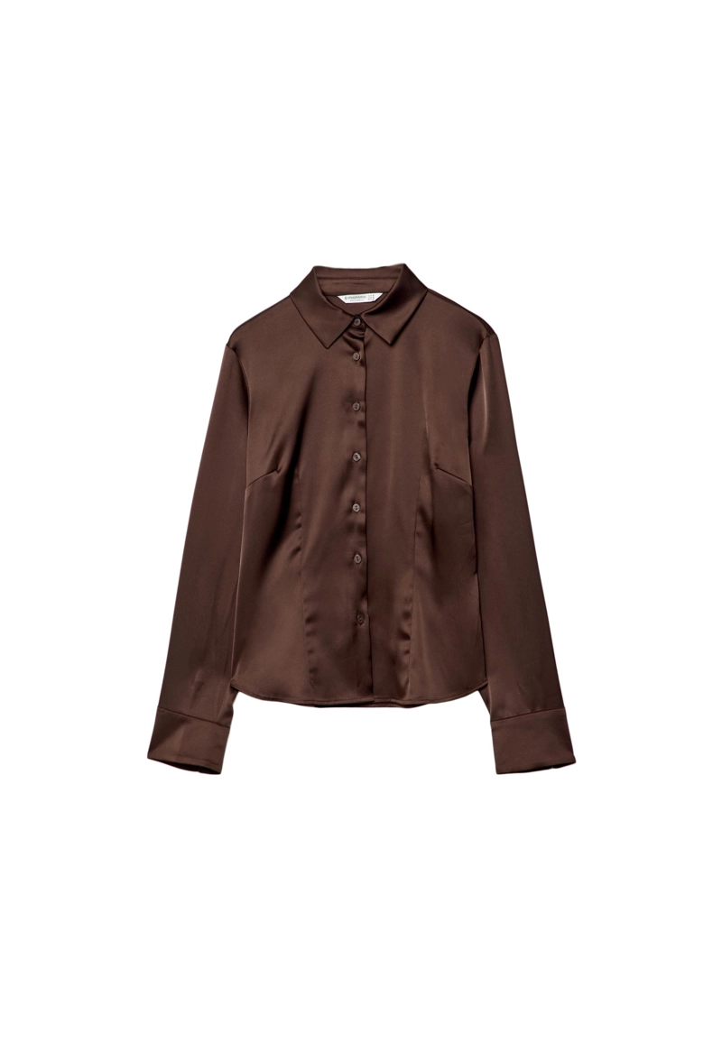 Блузка из атласа приталенная l02002554