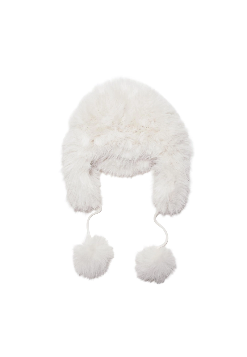 Шапка-ушанка с помпонами из искусственного меха