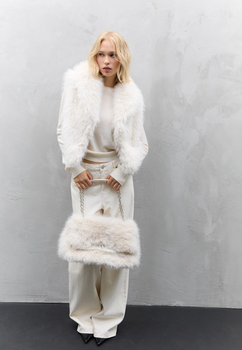 Прямоугольная сумка через плечо из искусственного меха