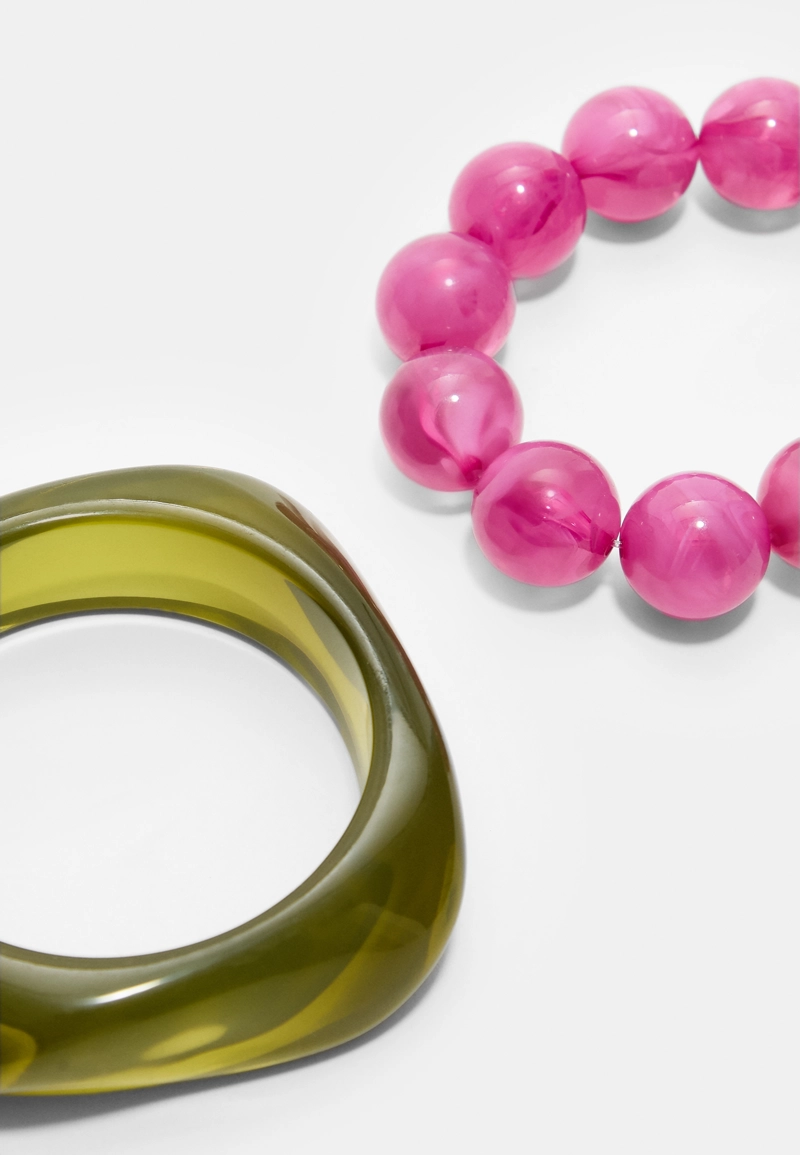 Набор из 2 комбинированных браслетов с бусинами