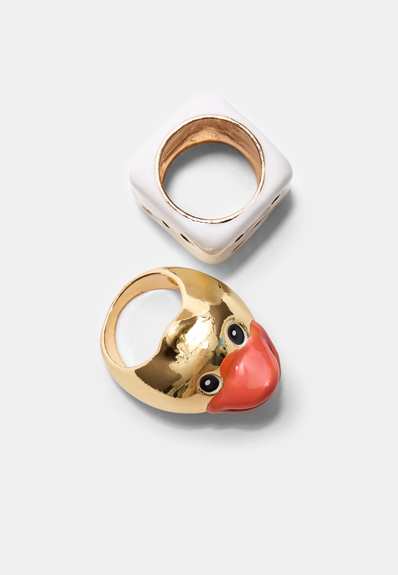 Набор из 2 колец: кубик и уточка