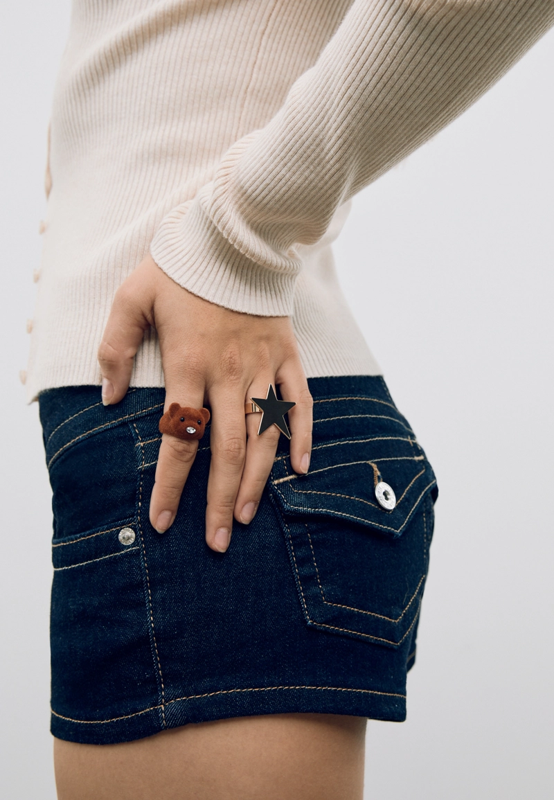 Набор из 2 колец с медведем и звездой