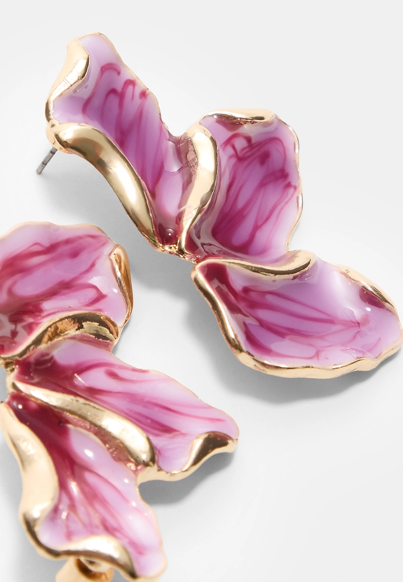 Серьги-веера с эмалью