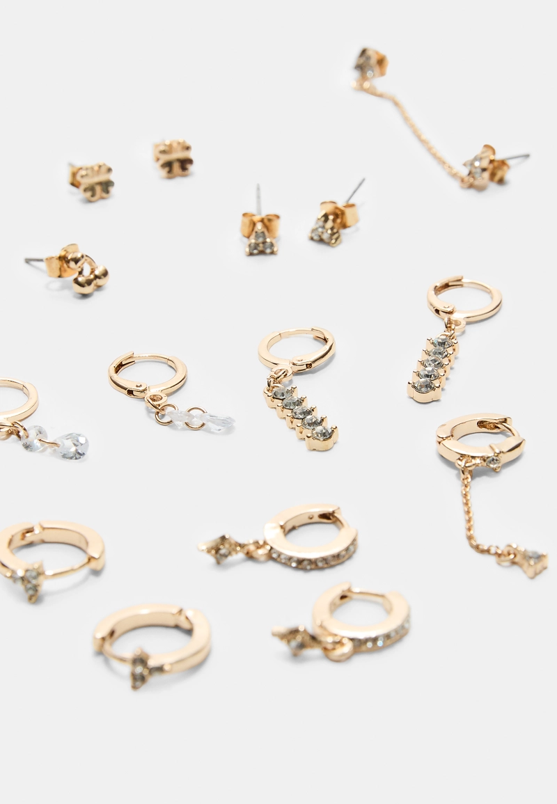 Набор из 9 серег с вишнями и блестящей отделкой