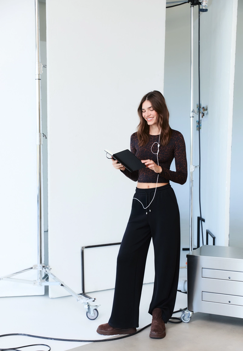 Лонгслив из полиамида с леопардовым принтом