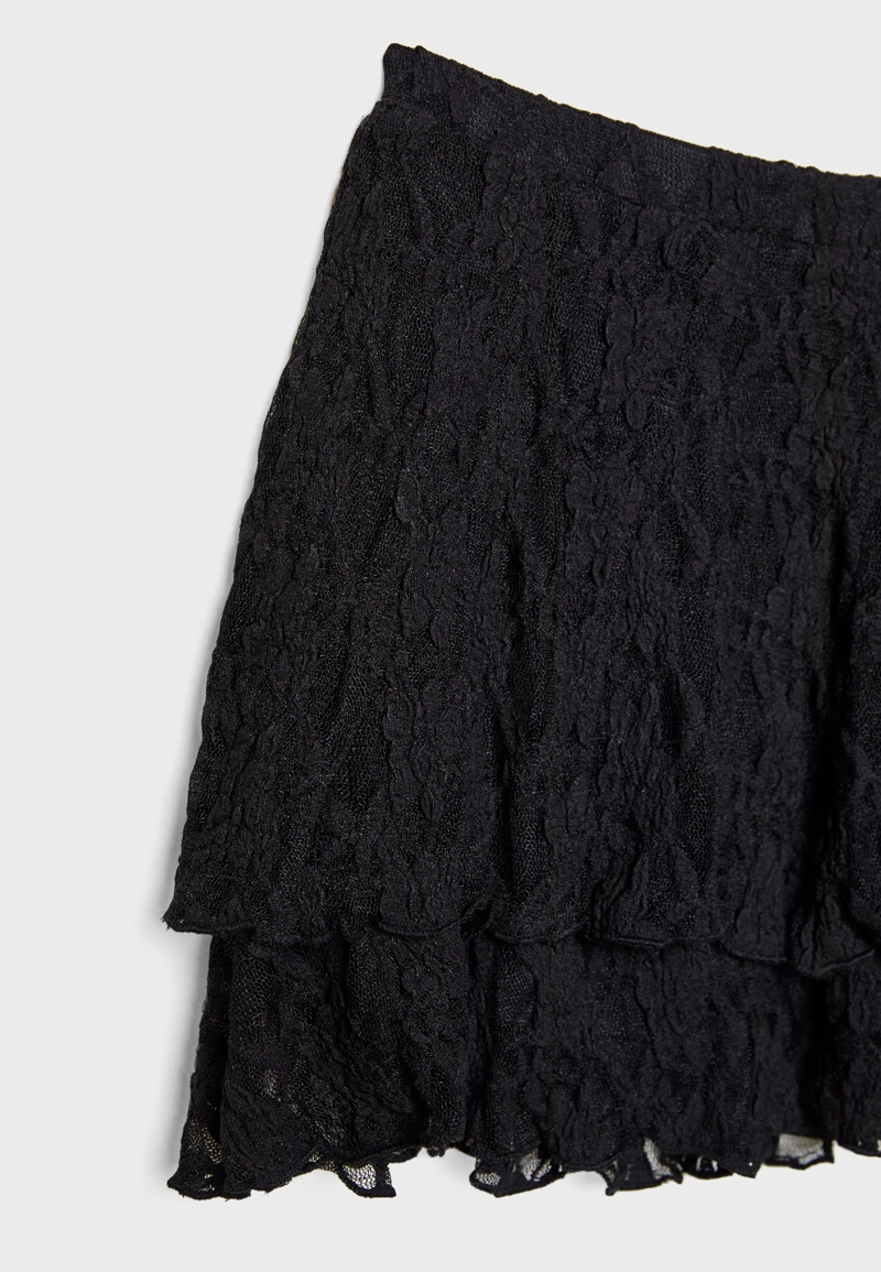 Легкая юбка-брюки с кружевом