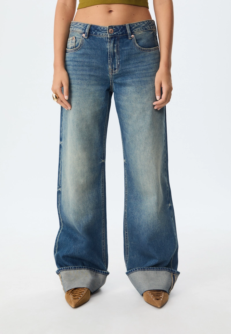 Джинсы с широкими штанинами d91 низкие l01441897