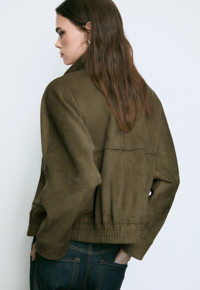 Куртка оверсайз из искусственной замши