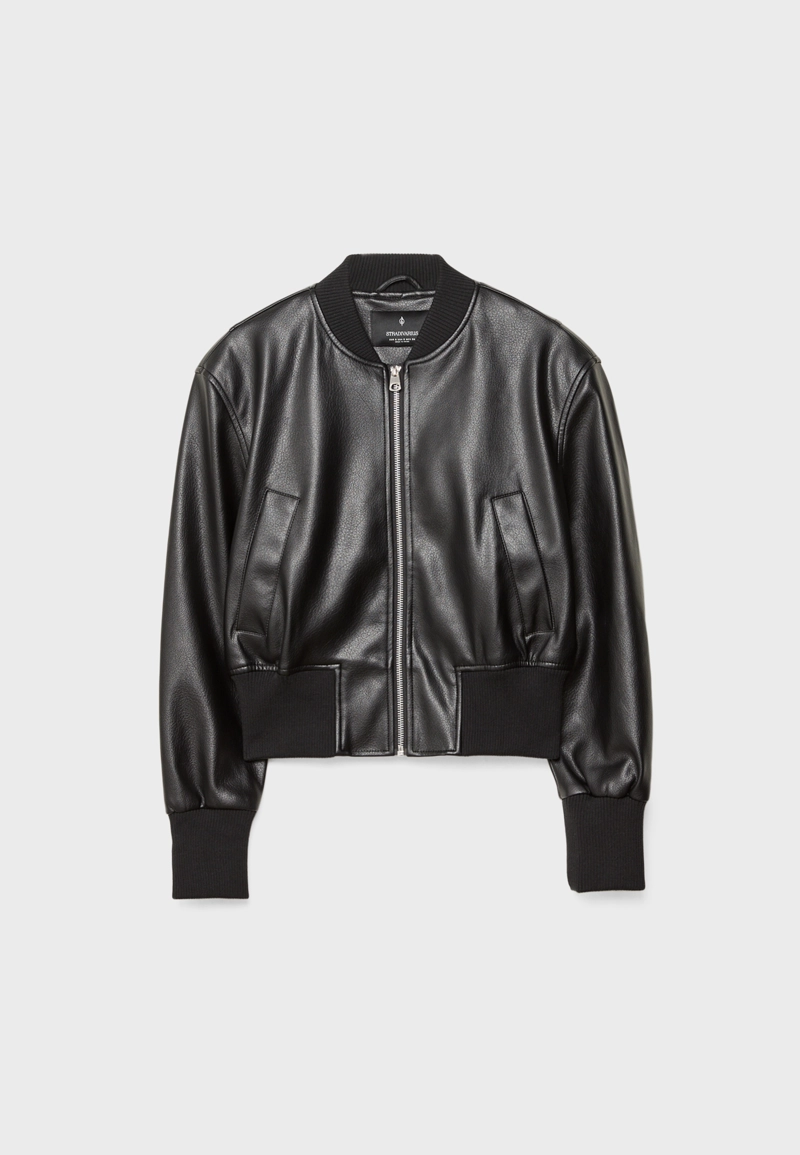 Куртка-бомбер из искусственной кожи с подплечниками