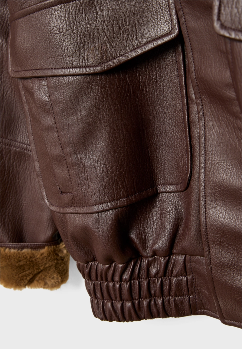 Куртка из искусственной кожи с комбинированным воротником