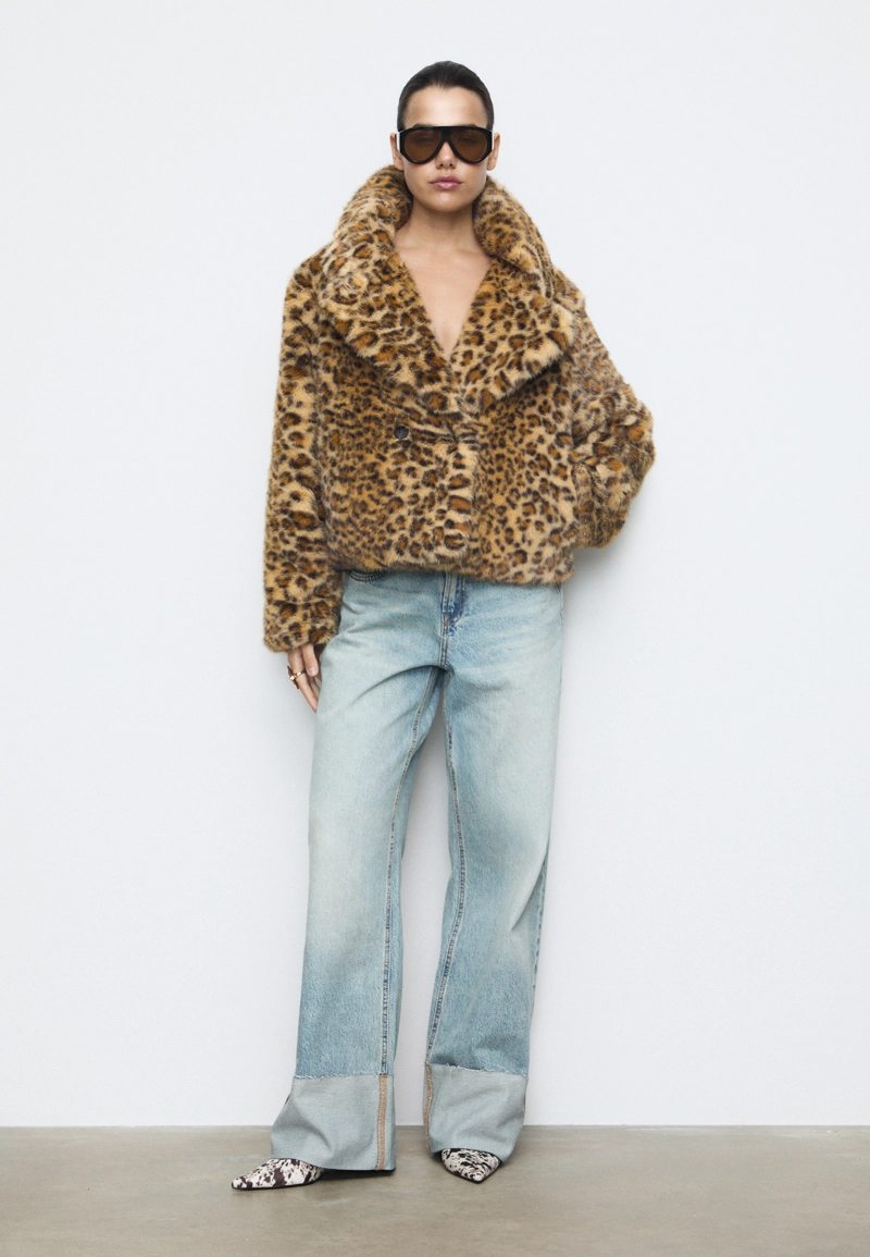 Куртка-косуха из искусственного меха леопарда
