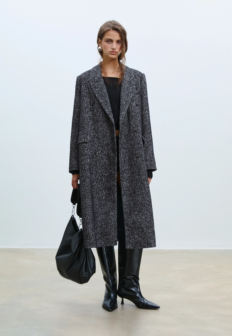 Пальто оверсайз в елочку