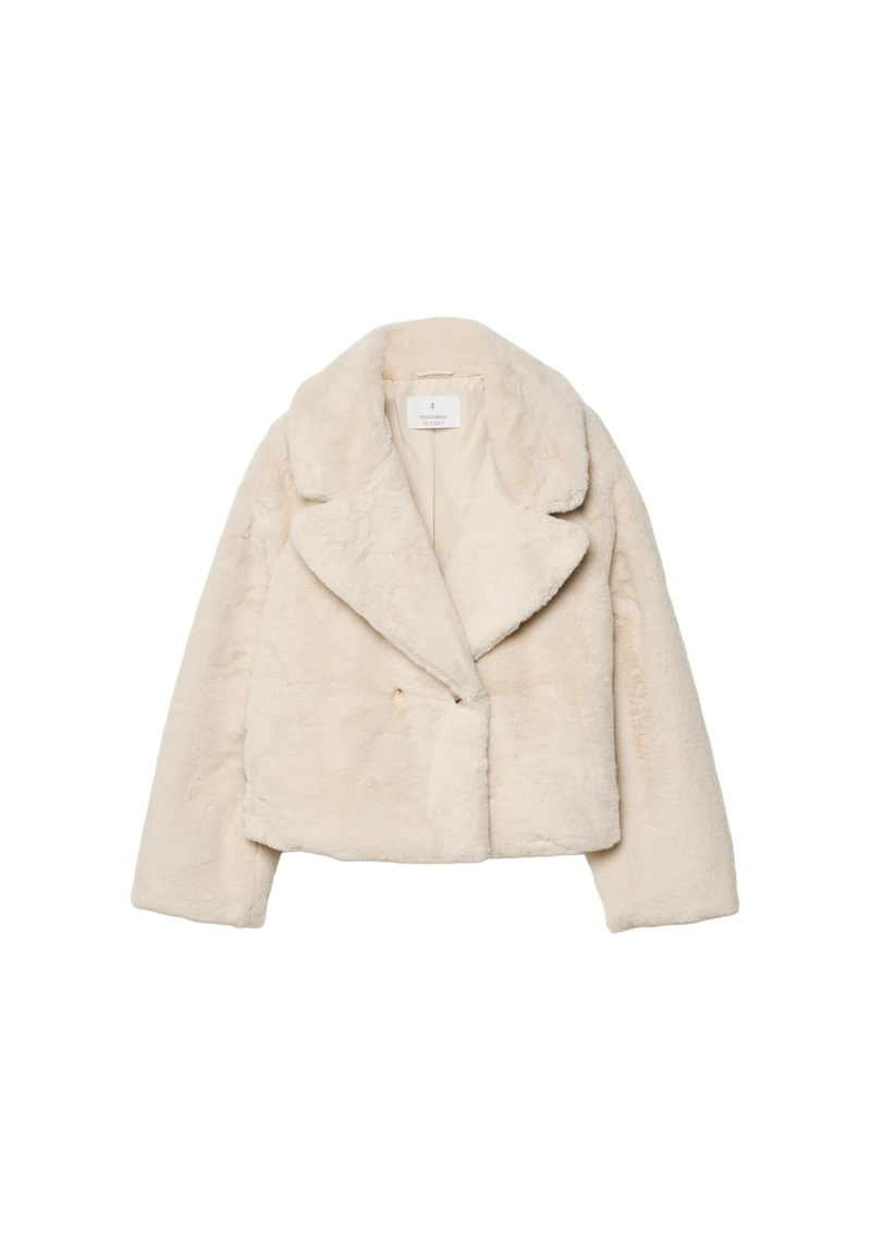 Двубортная куртка из искусственного меха