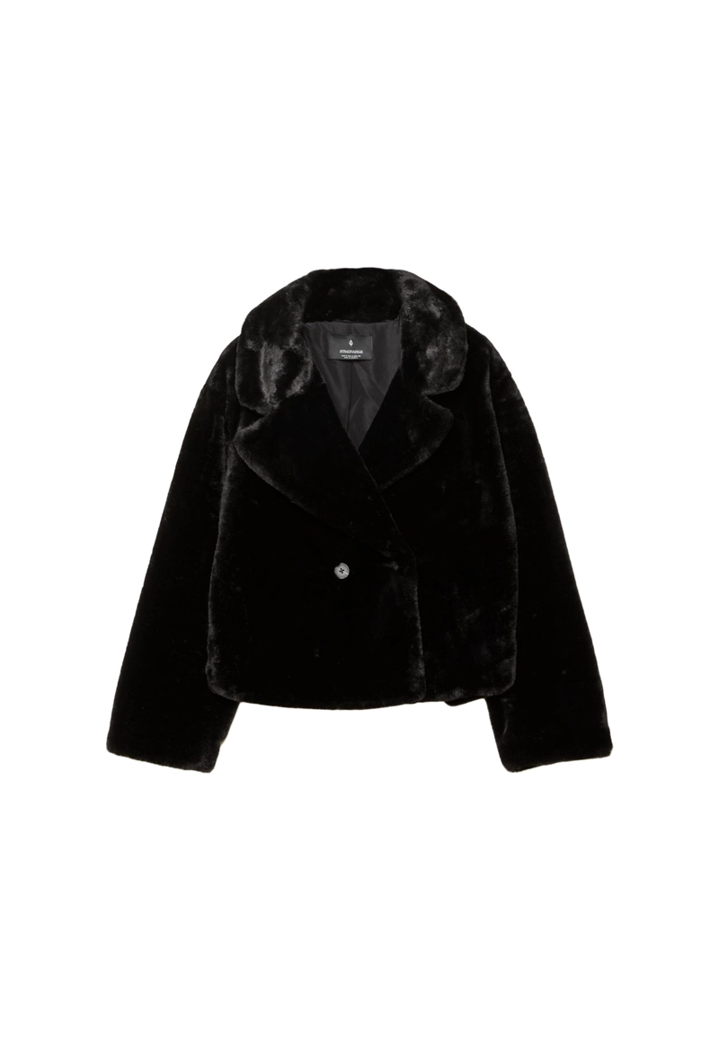 Двубортная куртка из искусственного меха