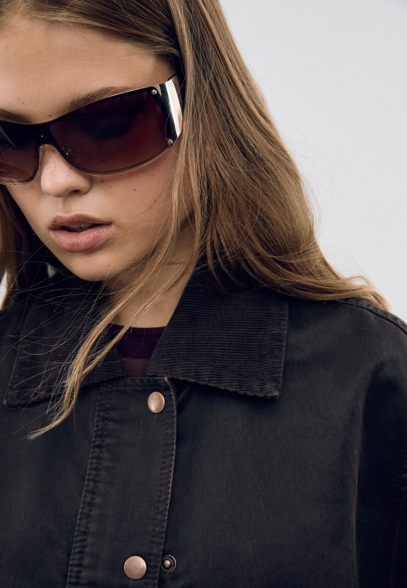 Короткая комбинированная парка с вощеным покрытием