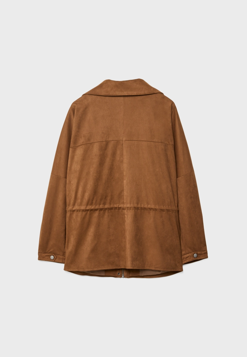 Парка средней длины из искусственной кожи