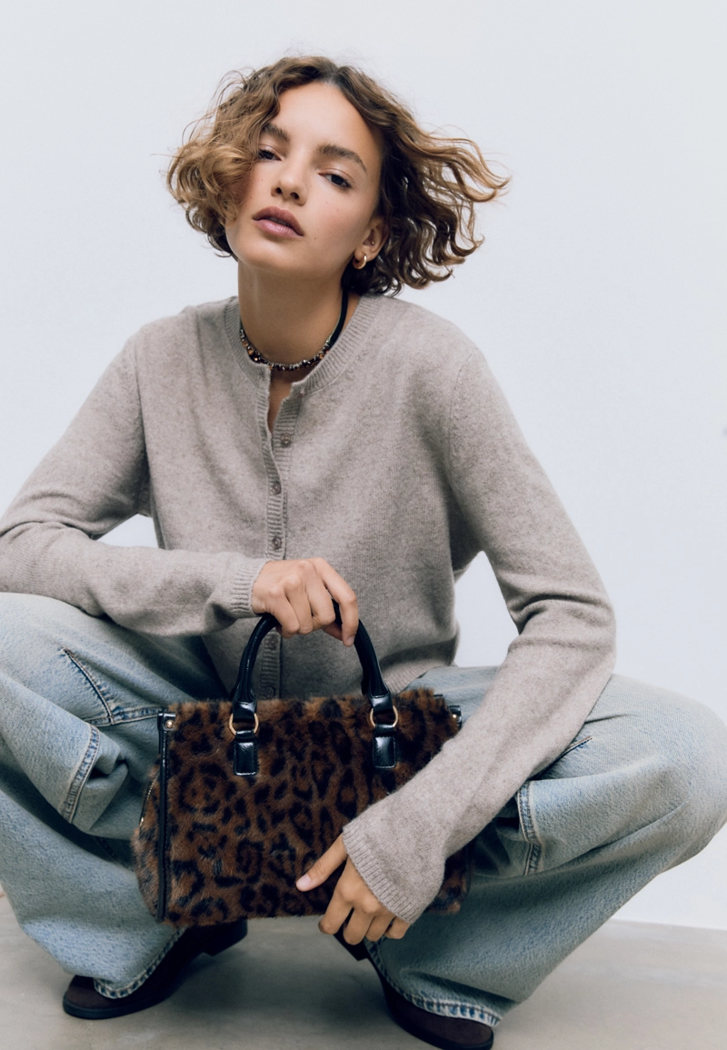 Сумка-шопер через плечо из искусственного меха с леопардовым принтом