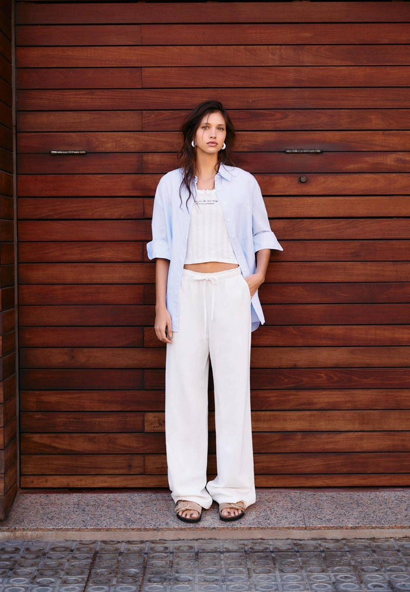 Потоковые брюки из льняной смеси l01235331