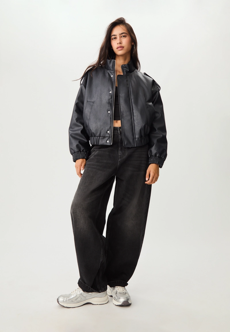 Куртка-бомбер из искусственной кожи