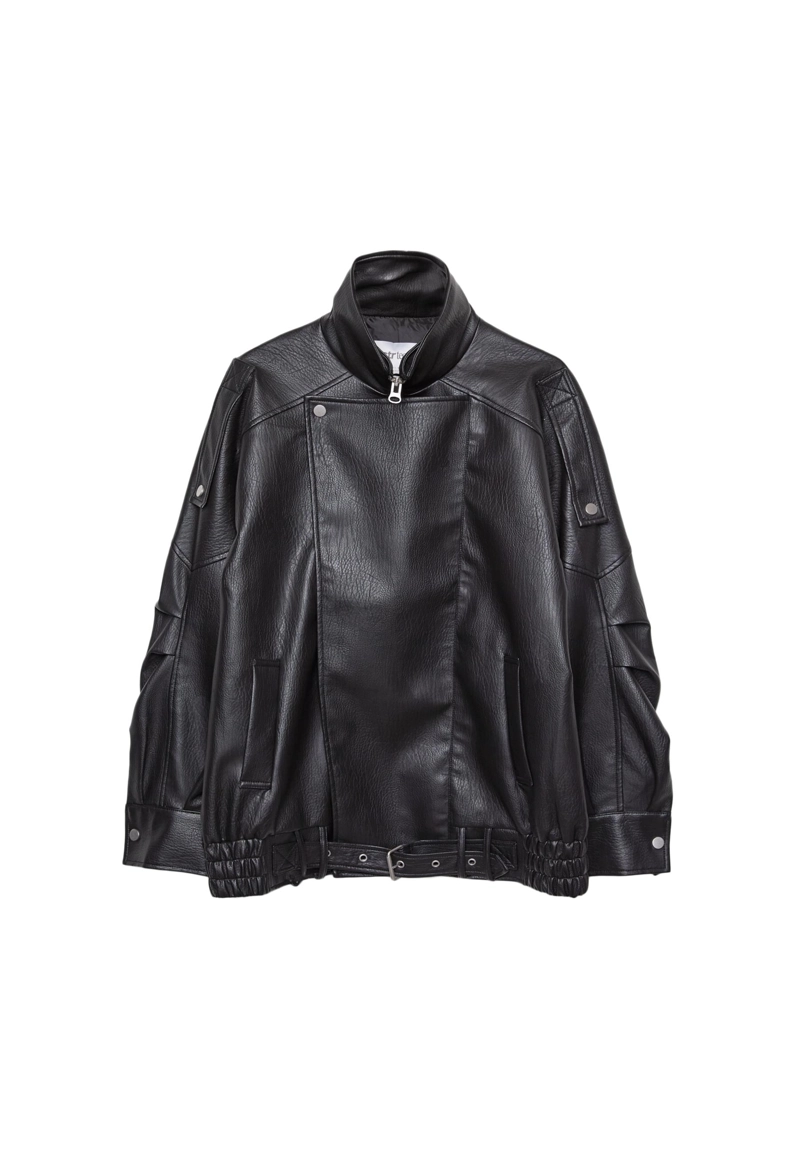 Куртка оверсайз из искусственной кожи с лацканами