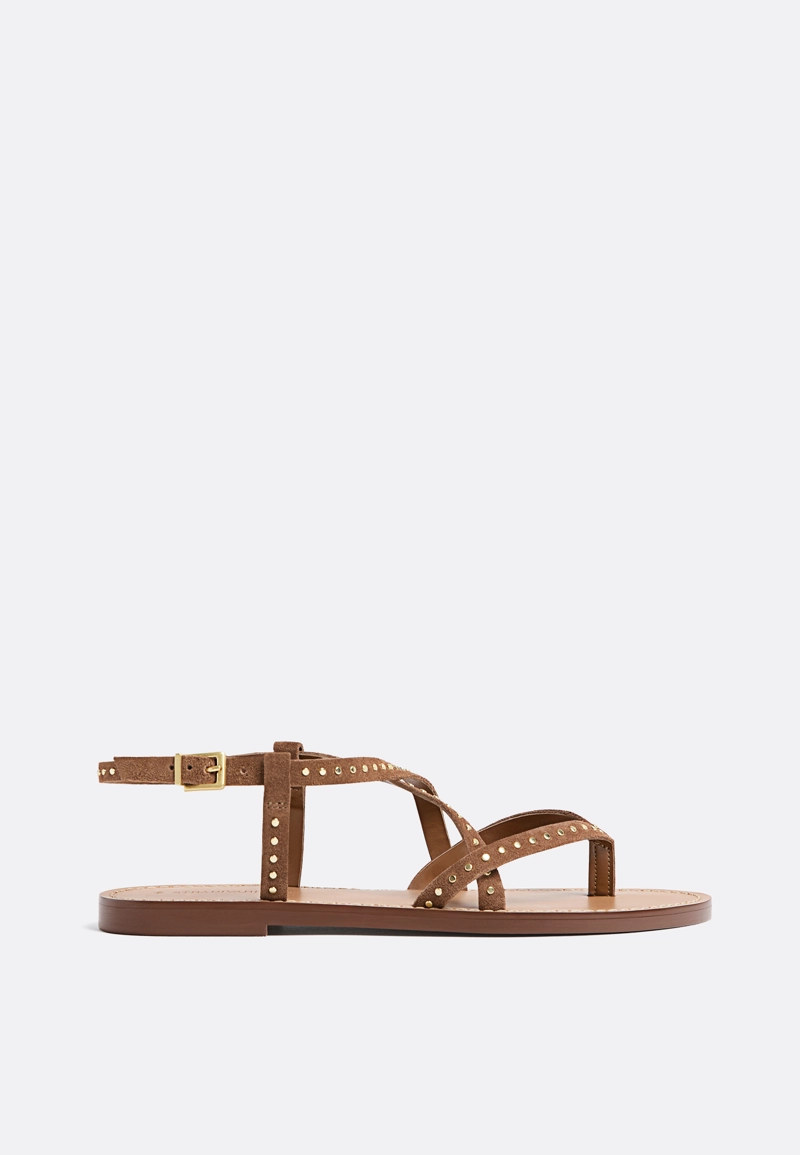Кожаные плоские сандалии с заклепками