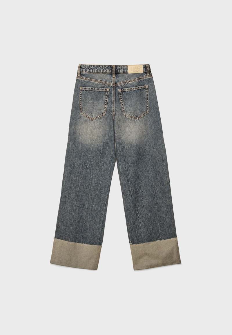 Прямые джинсы D65 с отворотом