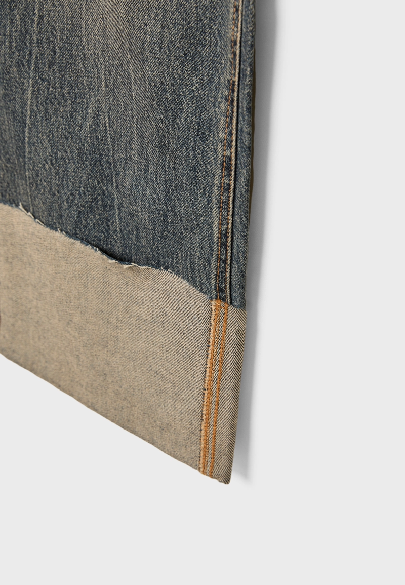 Прямые джинсы D65 с отворотом