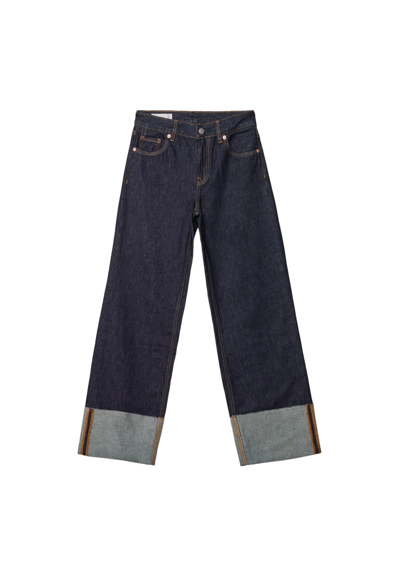 Прямые джинсы D65 с отворотами