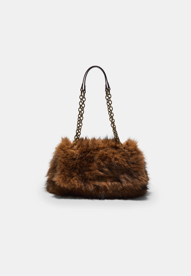 Прямоугольная мини-сумка через плечо из искусственного меха