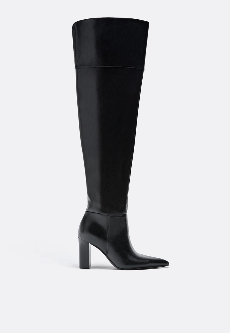 Ботфорты на каблуке со складкой